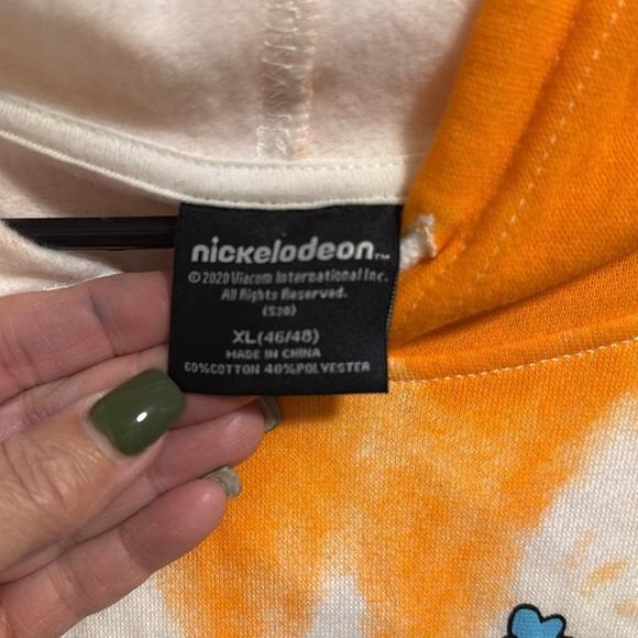 Nickelodeon Rug Rats Tie Dye Orange White Long Sleeve Hoodie Extra Large Men’s - Picture 3 of 8